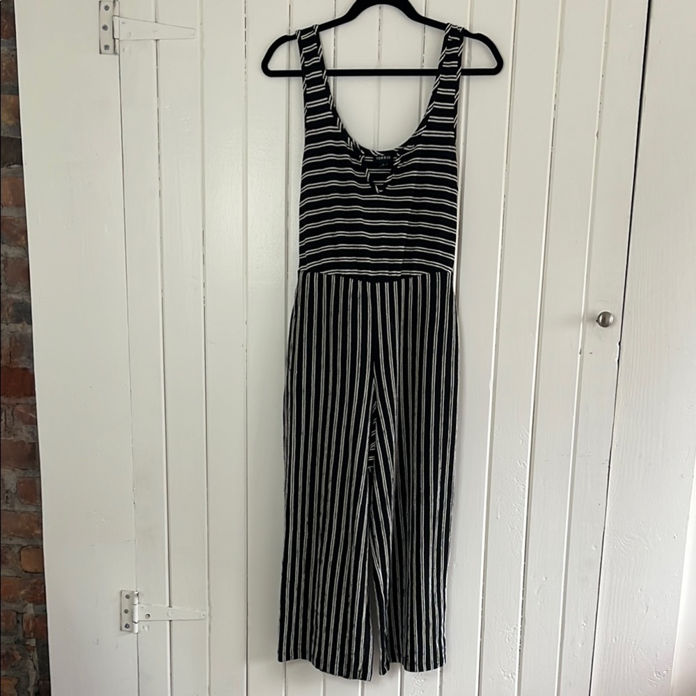 Black and White Torrid Striped Jumpsuit